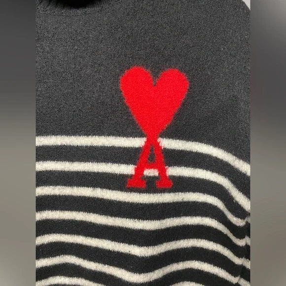 AMI Alexandre Mattiussi De Couer Virgin Wool Turtleneck Sweater S - Picture 3 of 12